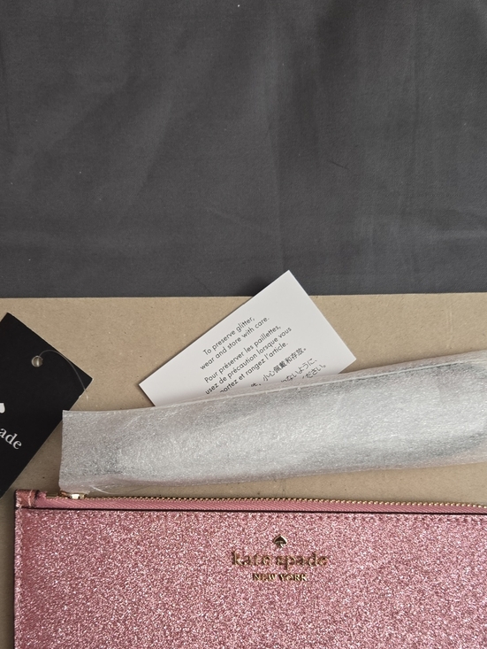 kate spade Handbags - kate spade Rose Pink Glitter Zip Wristlet Clutch